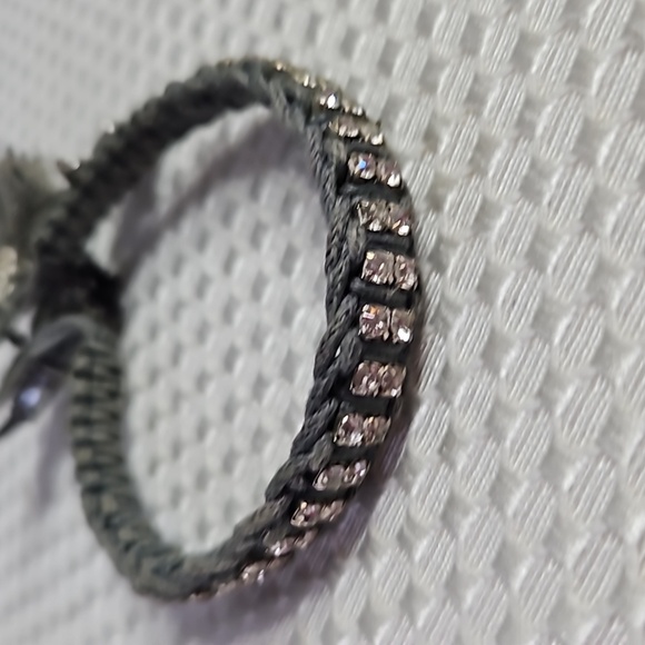 ROSE GONZALEZ MACRAME STRING GREY BRACLET WITH CLEAR STONES - Picture 3 of 5